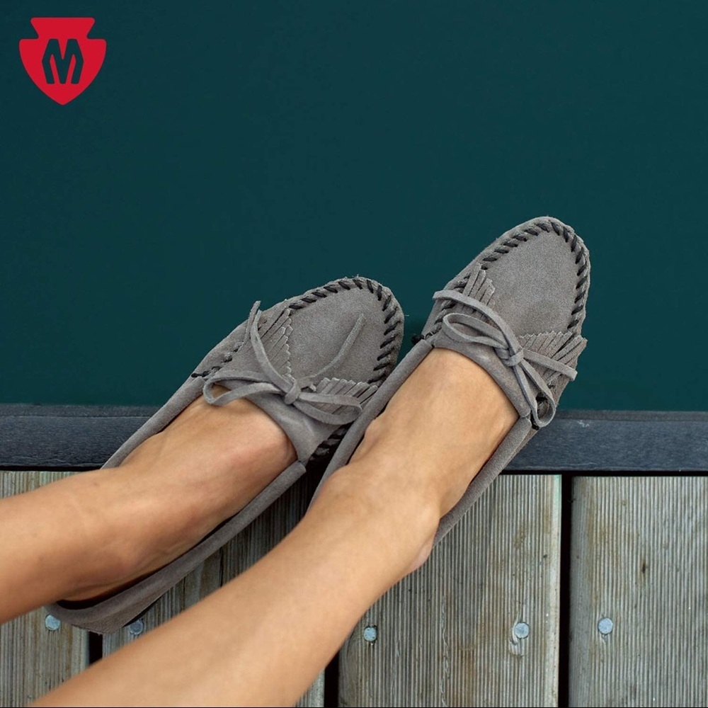 Grey Suede Minnetonka Moccasins NWT SIZE 8